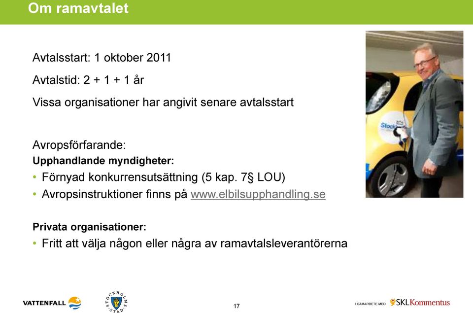 konkurrensutsättning (5 kap. 7 LOU) Avropsinstruktioner finns på www.elbilsupphandling.