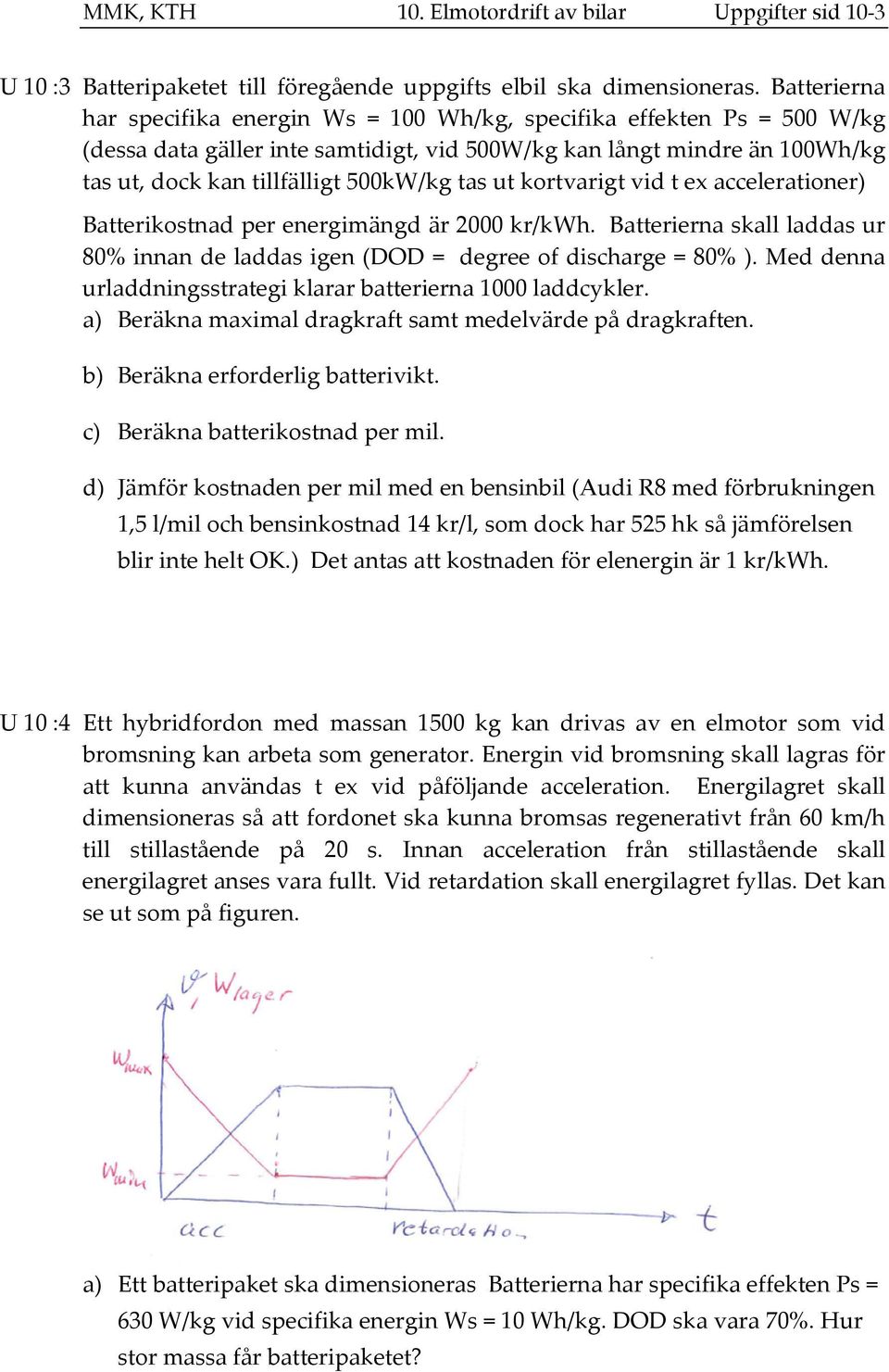 tas ut kortvarigt vid t ex accelerationer) Batterikostnad per energimängd är 000 kr/kwh. Batterierna skall laddas ur 80% innan de laddas igen (DOD = degree of discharge = 80% ).