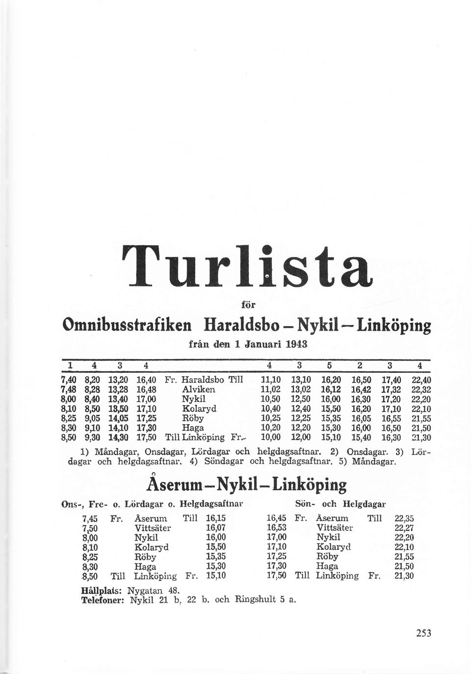 0 14,10 17,30 llaga 10,20 8,50 9,30 1490 17,50 Till Linköping Fr 10,00 13,10 1610 13,02 16t12 12,50 16,00 L2,40 1550 t2p5 15,35 t2,20 15,30 12,00 15,10 1) Mandagar, Onsdagar, liirdagar och