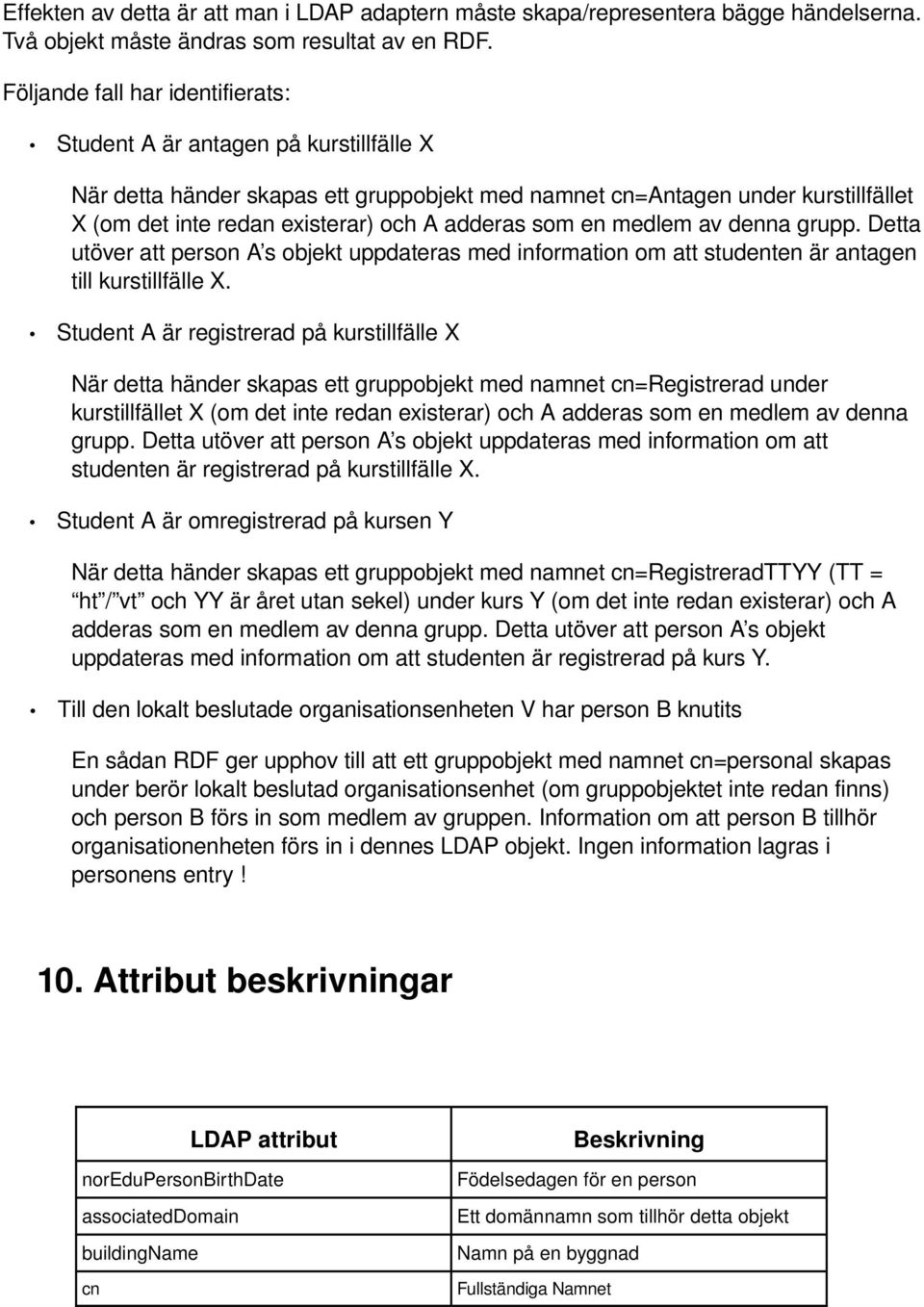 adderas som en medlem av denna grupp. Detta utöver att person A s objekt uppdateras med information om att studenten är antagen till kurstillfälle X.