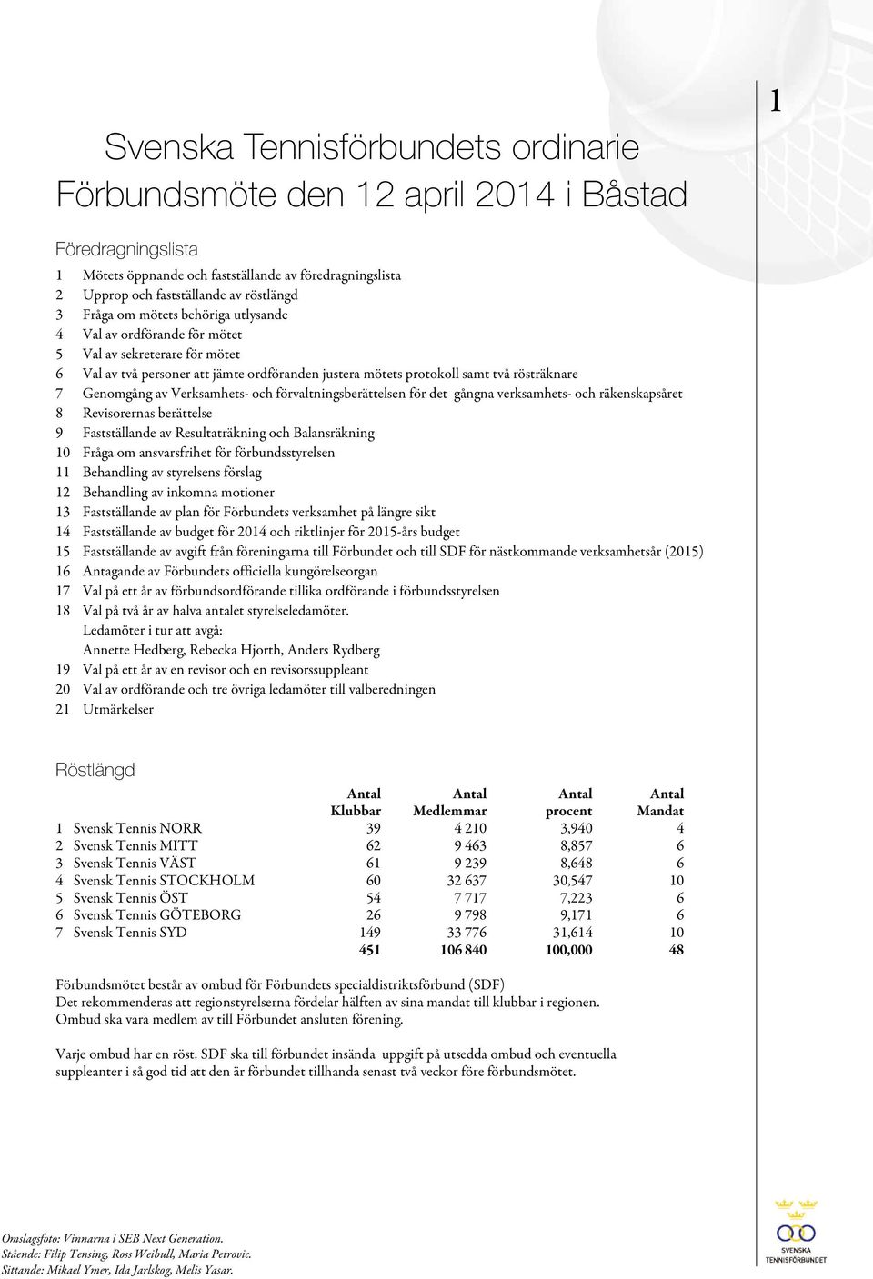 av Verksamhets- och förvaltningsberättelsen för det gångna verksamhets- och räkenskapsåret 8 Revisorernas berättelse 9 Fastställande av Resultaträkning och Balansräkning 10 Fråga om ansvarsfrihet för