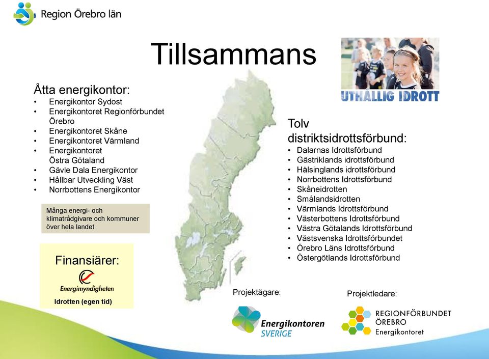 Dalarnas Idrottsförbund Gästriklands idrottsförbund Hälsinglands idrottsförbund Norrbottens Idrottsförbund Skåneidrotten Smålandsidrotten Värmlands Idrottsförbund