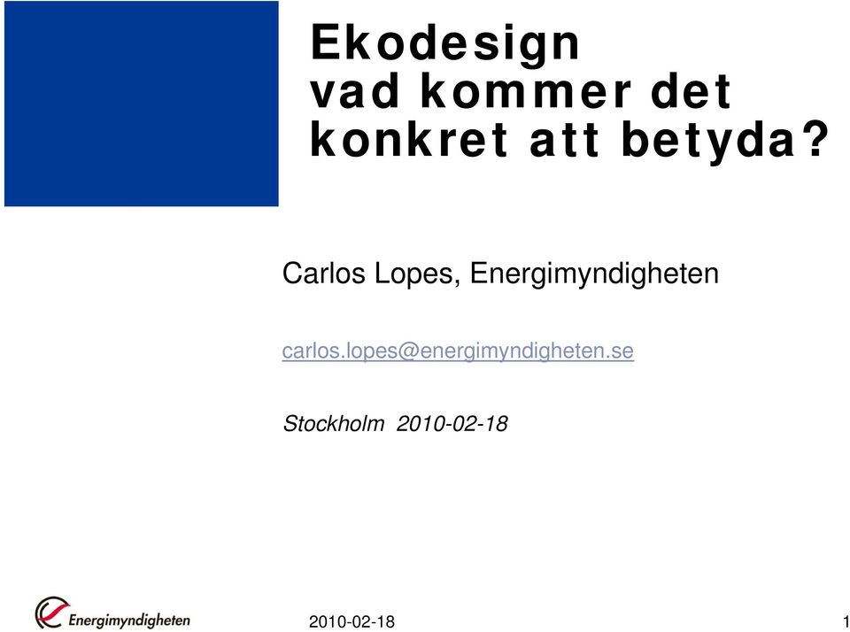 Carlos Lopes, Energimyndigheten