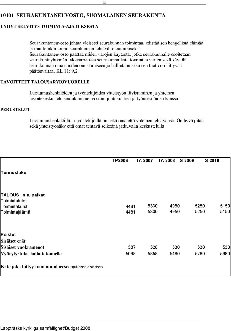 Seurakuntaneuvosto päättää niiden varojen käytöstä, jotka seurakunnalle osoitetaan seurakuntayhtymän talousarviossa seurakunnallista toimintaa varten sekä käyttää seurakunnan omaisuuden omistamiseen