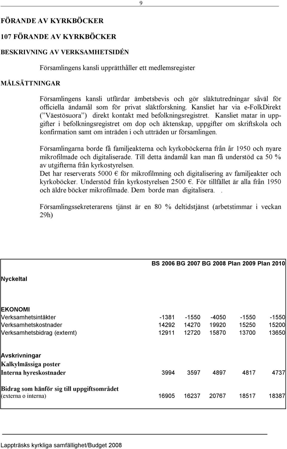 Kansliet matar in uppgifter i befolkningsregistret om dop och äktenskap, uppgifter om skriftskola och konfirmation samt om inträden i och utträden ur församlingen.