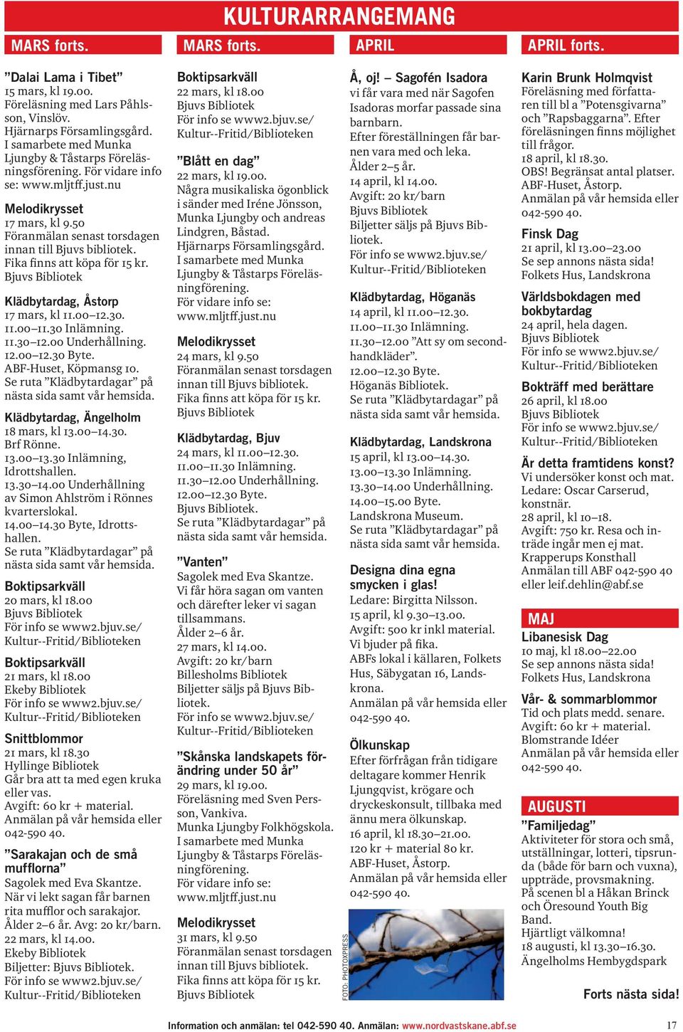 Se ruta Klädbytardagar på nästa sida samt vår hemsida. Klädbytardag, Ängelholm 18 mars, kl 13.00 14.30. Brf Rönne. 13.00 13.30 Inlämning, Idrottshallen. 13.30 14.