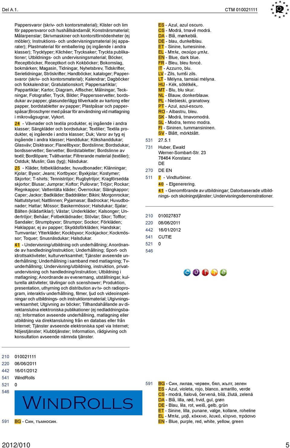 Instruktions- och undervisningsmaterial (ej apparater); Plastmaterial för emballering (ej ingående i andra klasser); Trycktyper; Klichéer; Trycksaker; Tryckta publikationer; Utbildnings- och