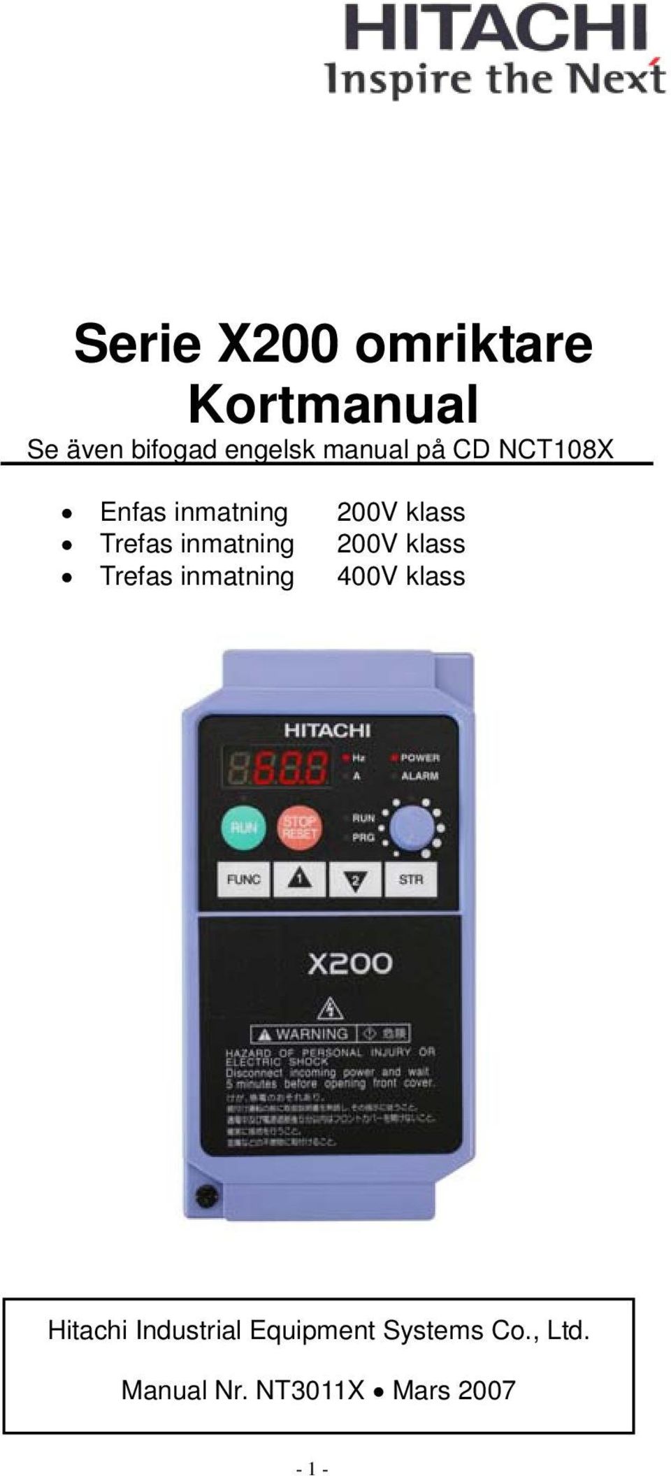 Trefas inmatning V klass V klass 4V klass Hitachi