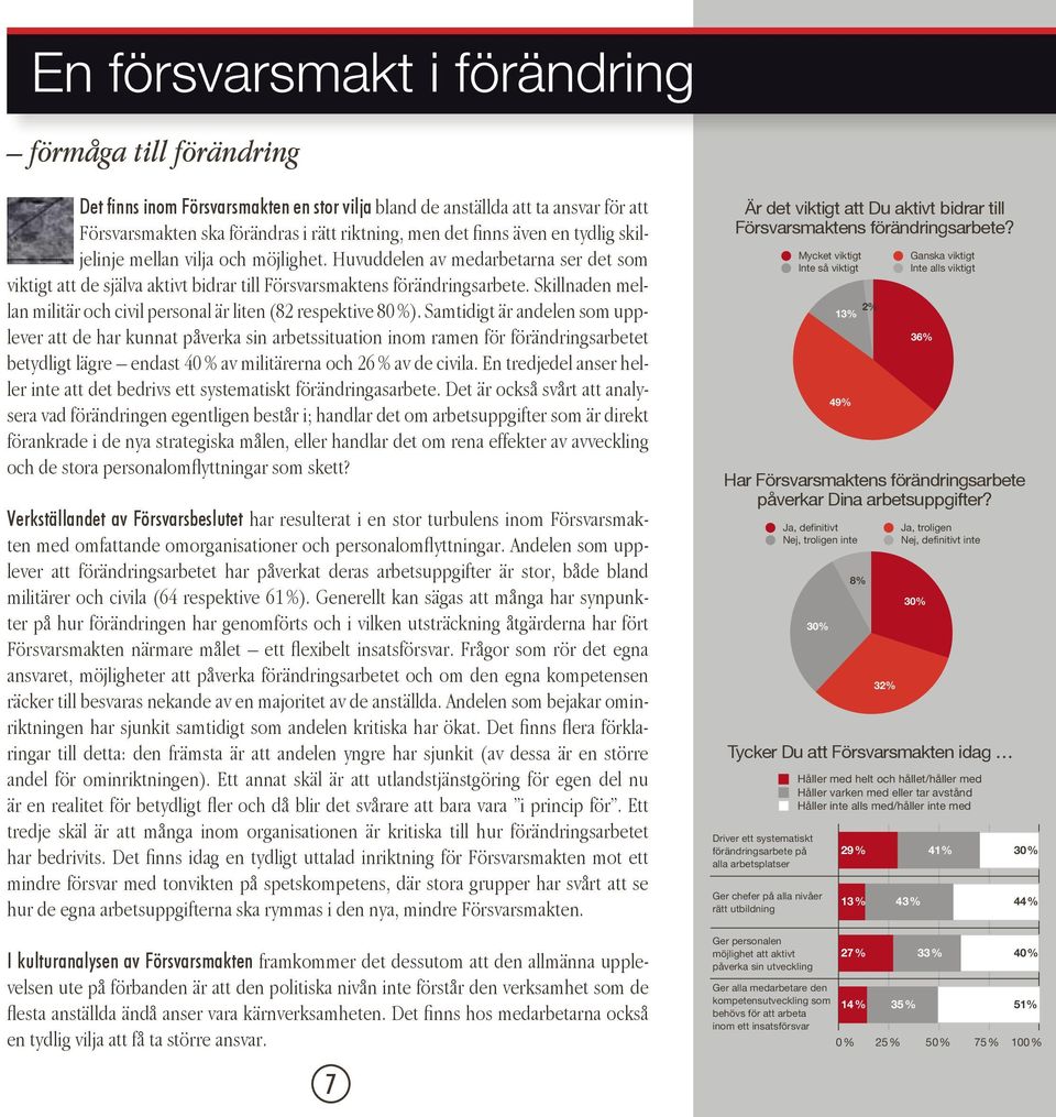 Skillnaden mellan militär och civil personal är liten (82 respektive 80%).