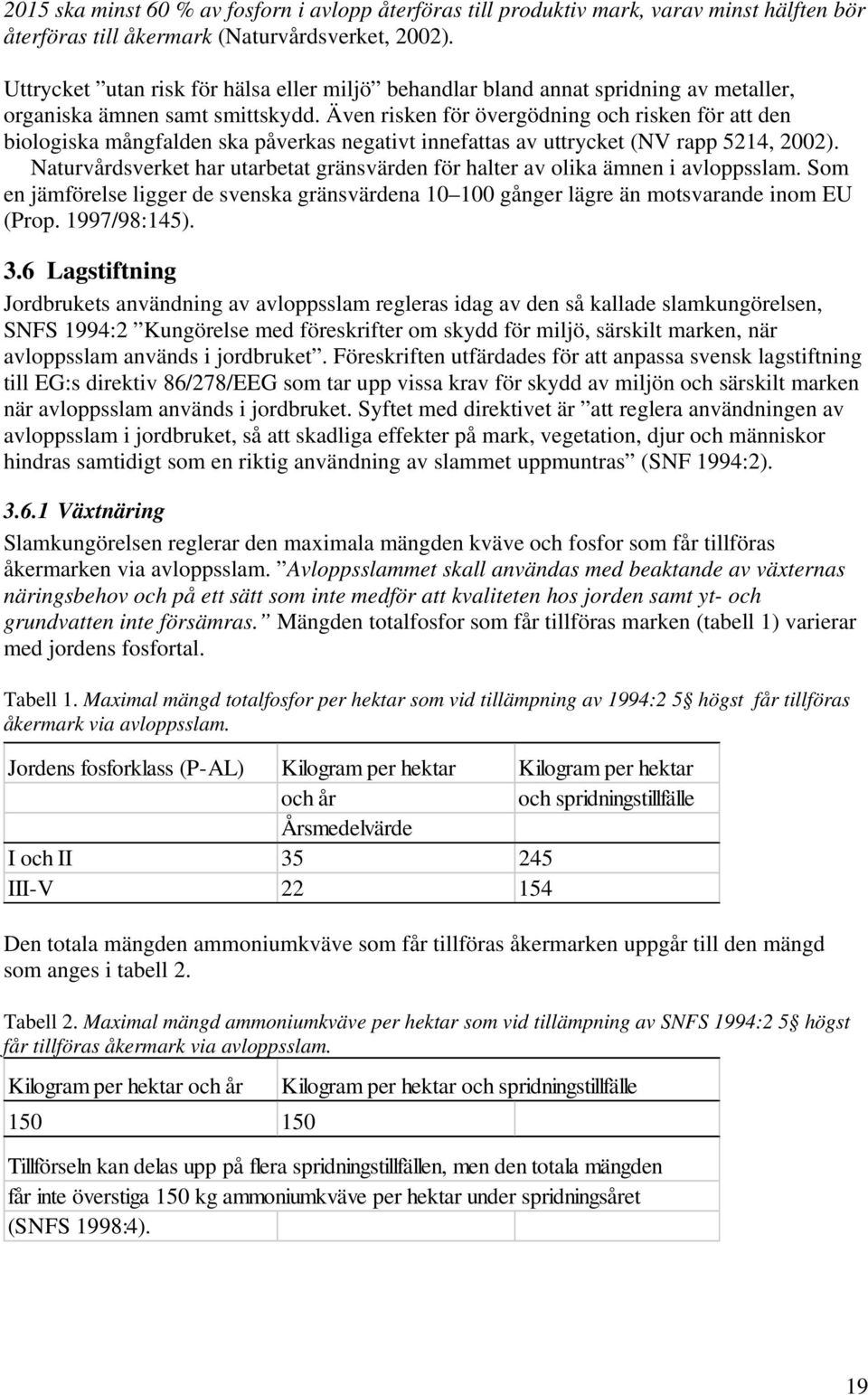 Även risken för övergödning och risken för att den biologiska mångfalden ska påverkas negativt innefattas av uttrycket (NV rapp 5214, 2002).