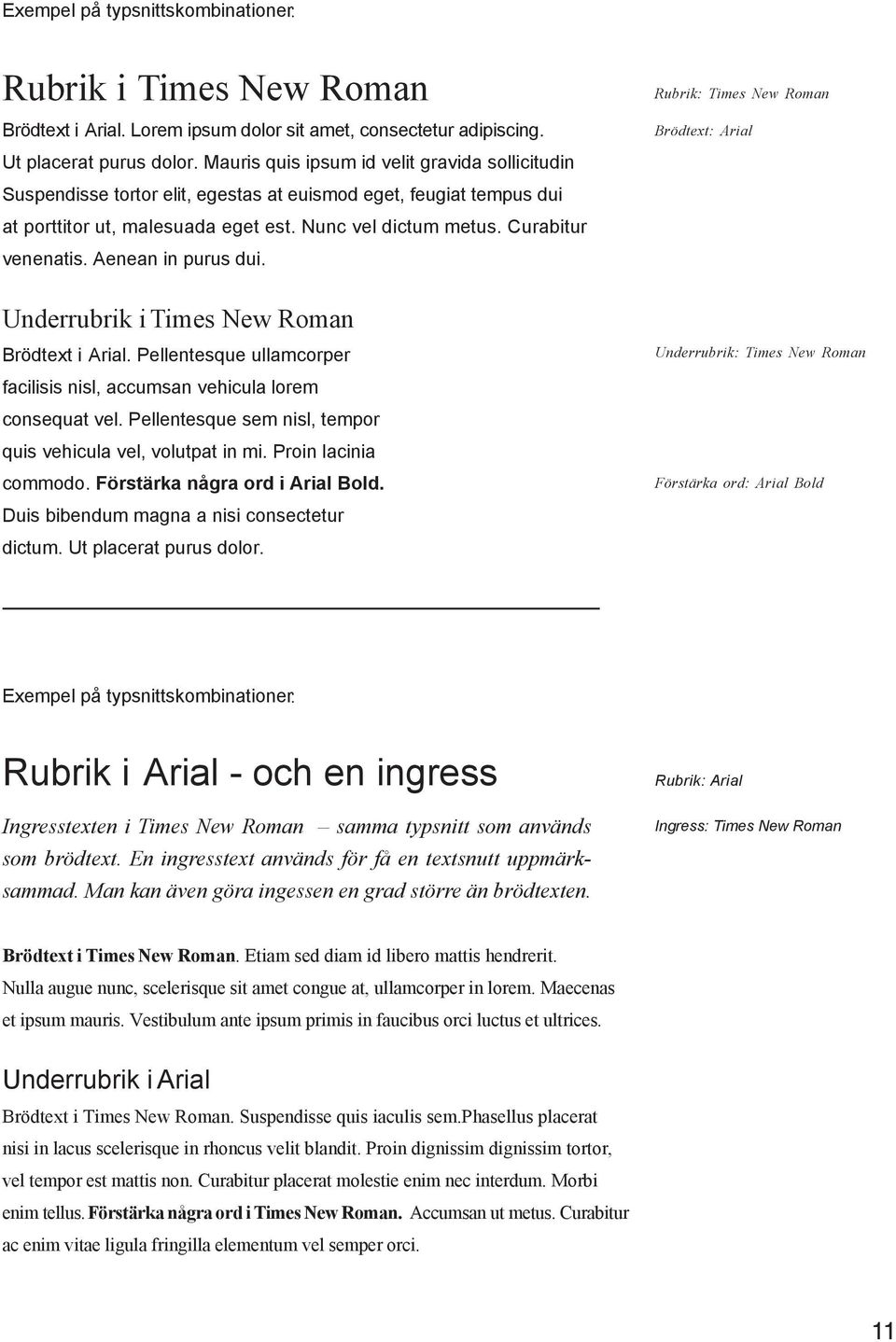 Aenean in purus dui. Underrubrik i Times New Roman Brödtext i Arial. Pellentesque ullamcorper Underrubrik: Times New Roman facilisis nisl, accumsan vehicula lorem consequat vel.