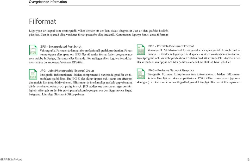 Formatet är lämpat för professionell grafisk produktion. För att kunna öppna eller spara om EPS-filer till andra format krävs programvaror som Adobe InDesign, Illustrator eller liknande.