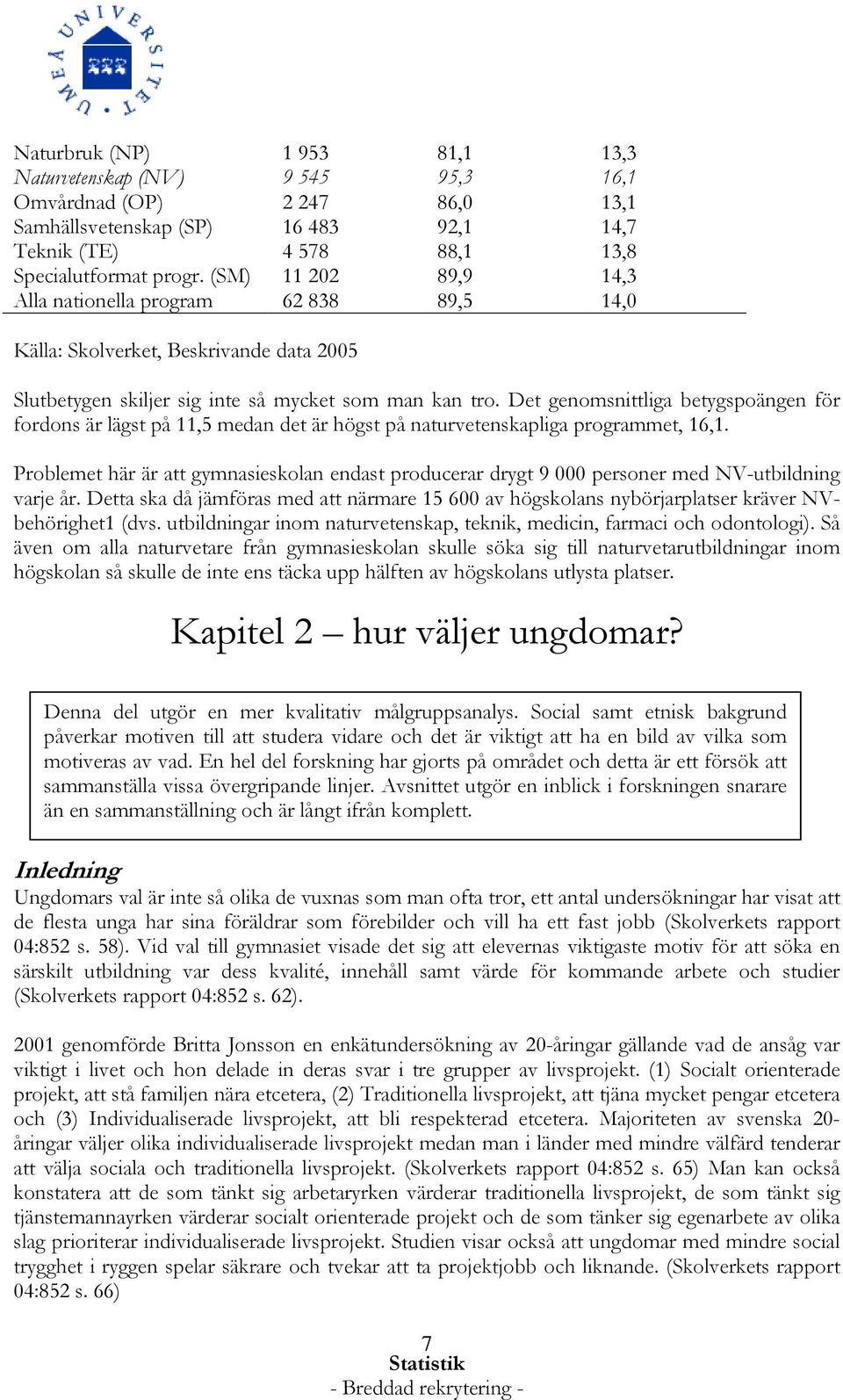 Det genomsnittliga betygspoängen för fordons är lägst på 11,5 medan det är högst på naturvetenskapliga programmet, 16,1.