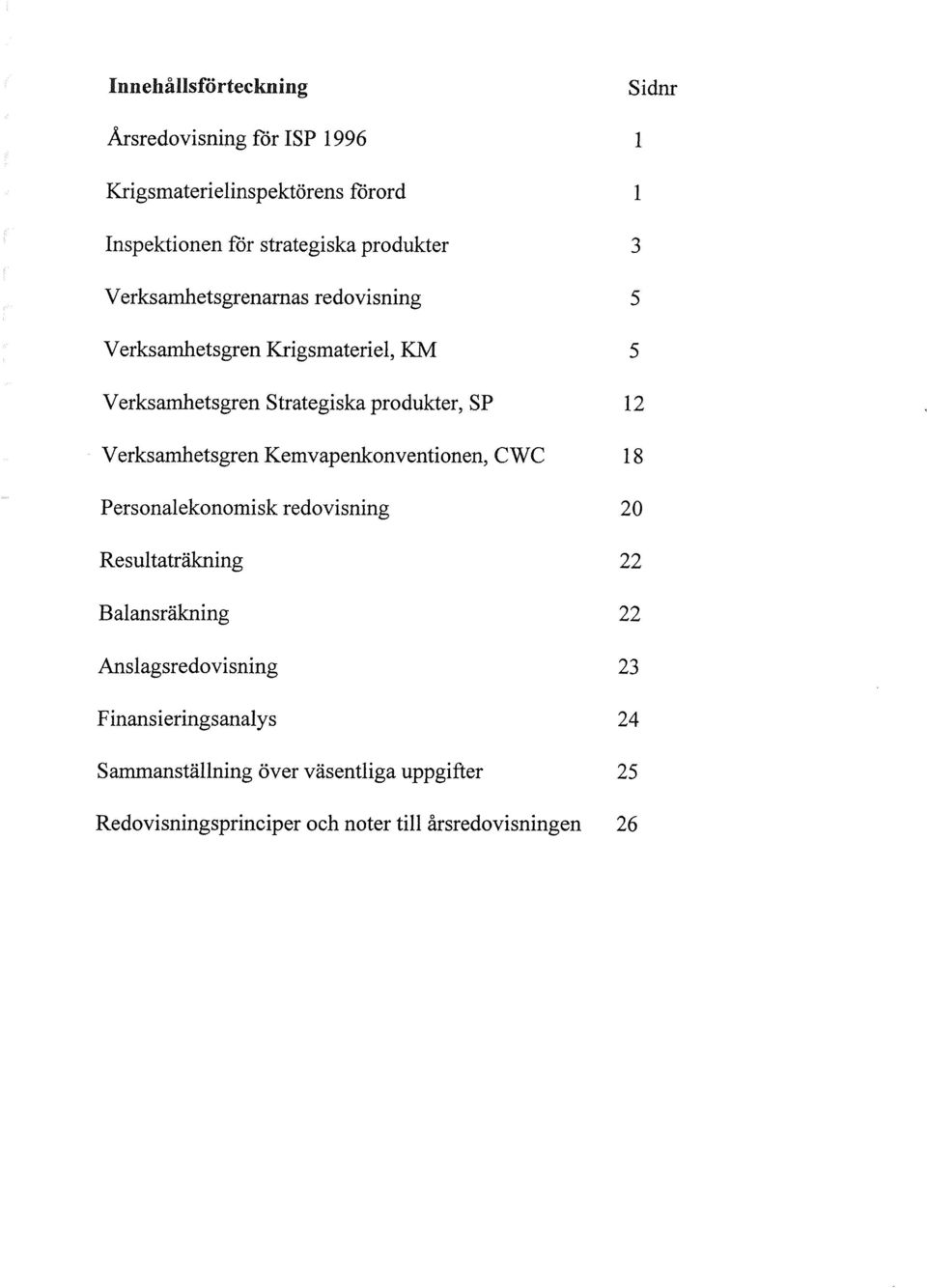 Kemvapenkonventionen, CWC Personalekonomisk redovisning Resultaträkning Sidnr 1 1 3 5 5 12 18 20 22 Balansräkning 22