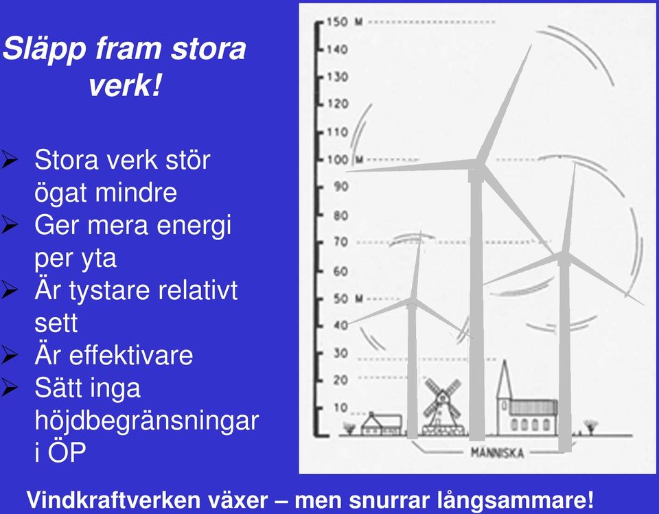 Stora verk stör ögat mindre Ger mera energi per