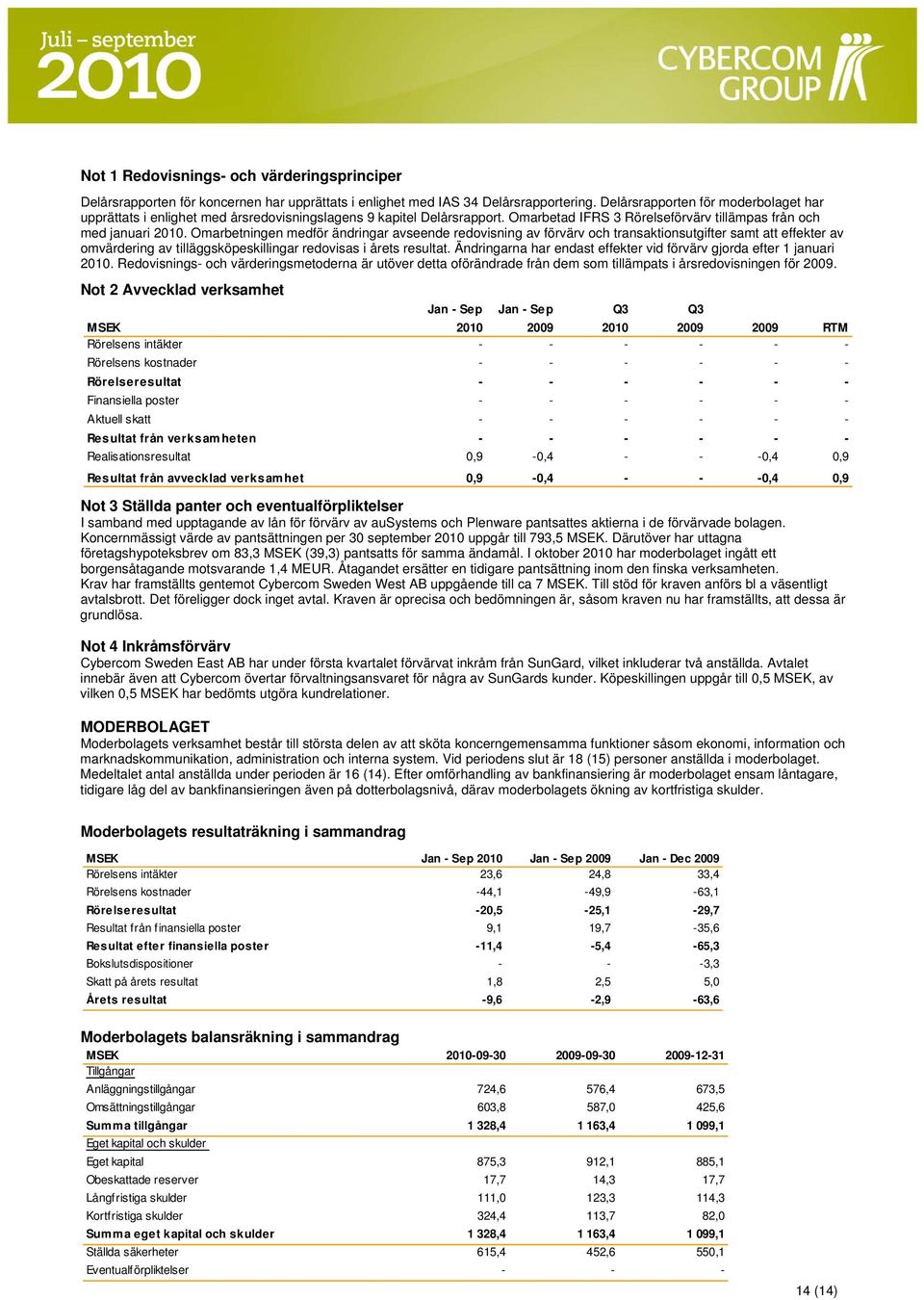 Omarbetningen medför ändringar avseende redovisning av förvärv och transaktionsutgifter samt att effekter av omvärdering av tilläggsköpeskillingar redovisas i årets resultat.