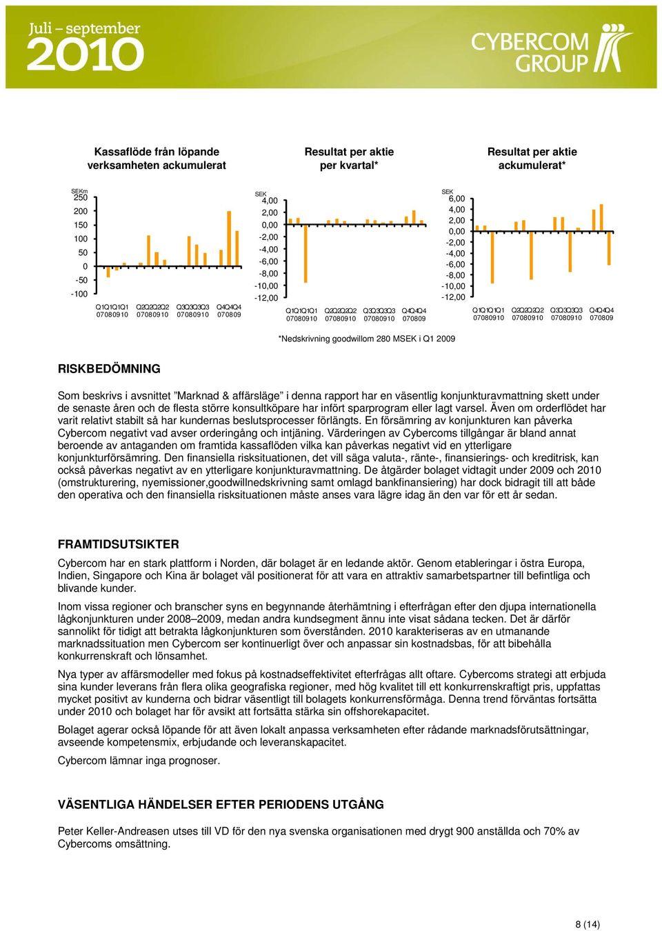 RISKBEDÖMNING Som beskrivs i avsnittet Marknad & affärsläge i denna rapport har en väsentlig konjunkturavmattning skett under de senaste åren och de flesta större konsultköpare har infört sparprogram