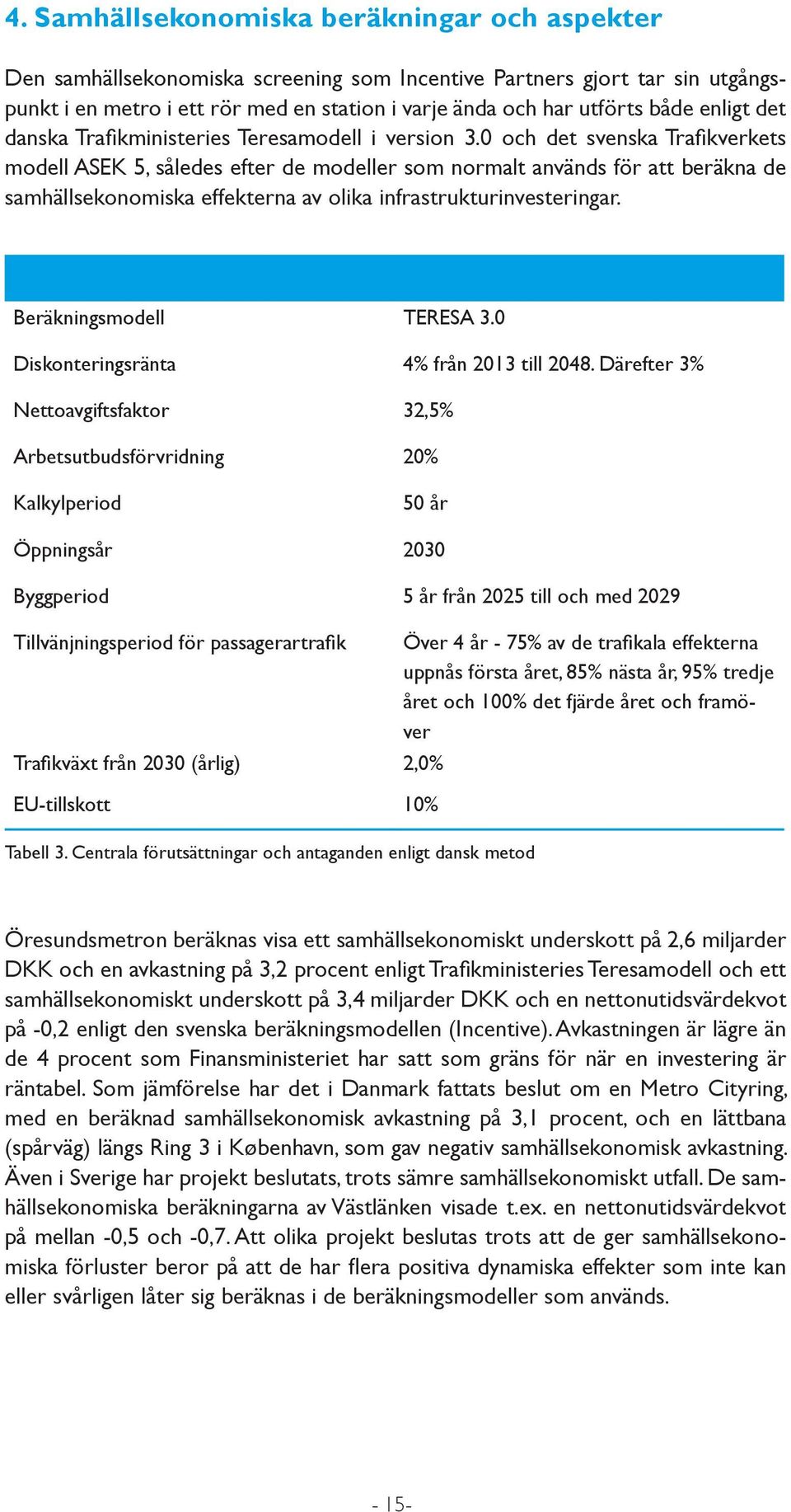 0 och det svenska Trafikverkets modell ASEK 5, således efter de modeller som normalt används för att beräkna de samhällsekonomiska effekterna av olika infrastrukturinvesteringar.