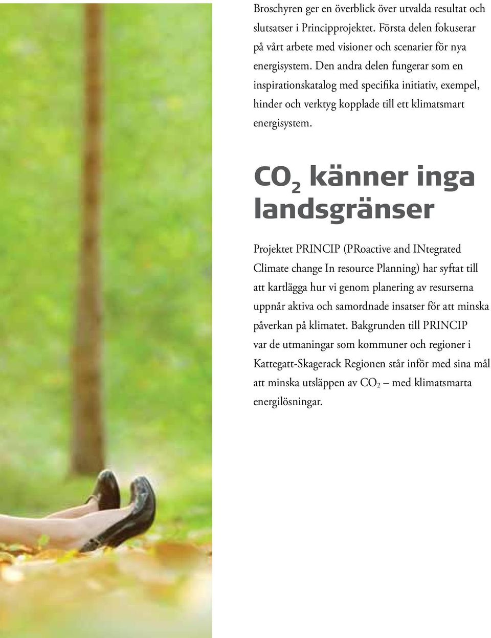 CO 2 känner inga landsgränser Projektet PRINCIP (PRoactive and INtegrated Climate change In resource Planning) har syftat till att kartlägga hur vi genom planering av resurserna uppnår