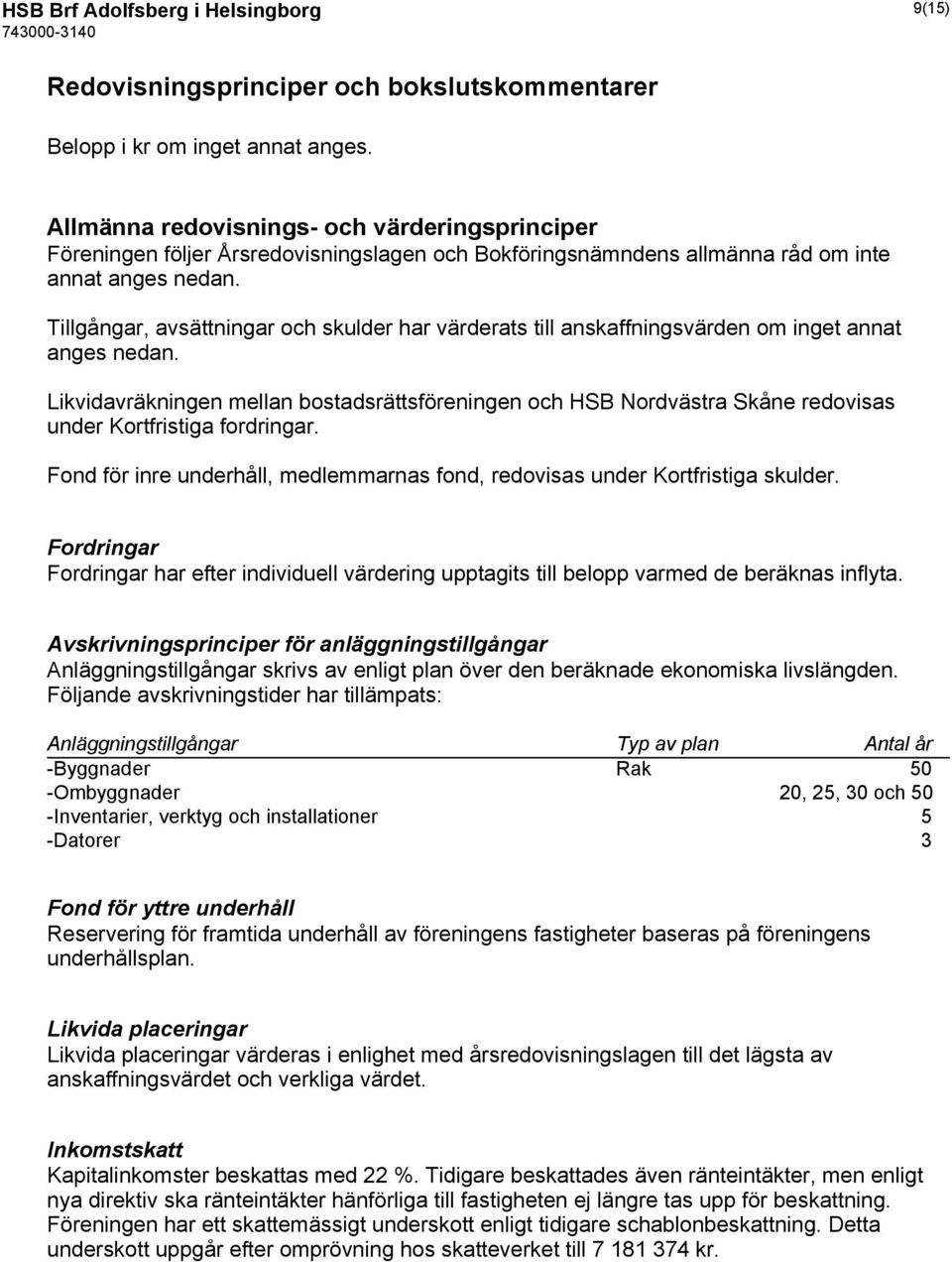 Tillgångar, avsättningar och skulder har värderats till anskaffningsvärden om inget annat anges nedan.