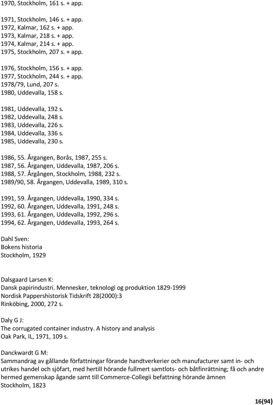 1985, Uddevalla, 230 s. 1986, 55. Årgangen, Borås, 1987, 255 s. 1987, 56. Årgangen, Uddevalla, 1987, 206 s. 1988, 57. Årgången, Stockholm, 1988, 232 s. 1989/90, 58. Årgangen, Uddevalla, 1989, 310 s.