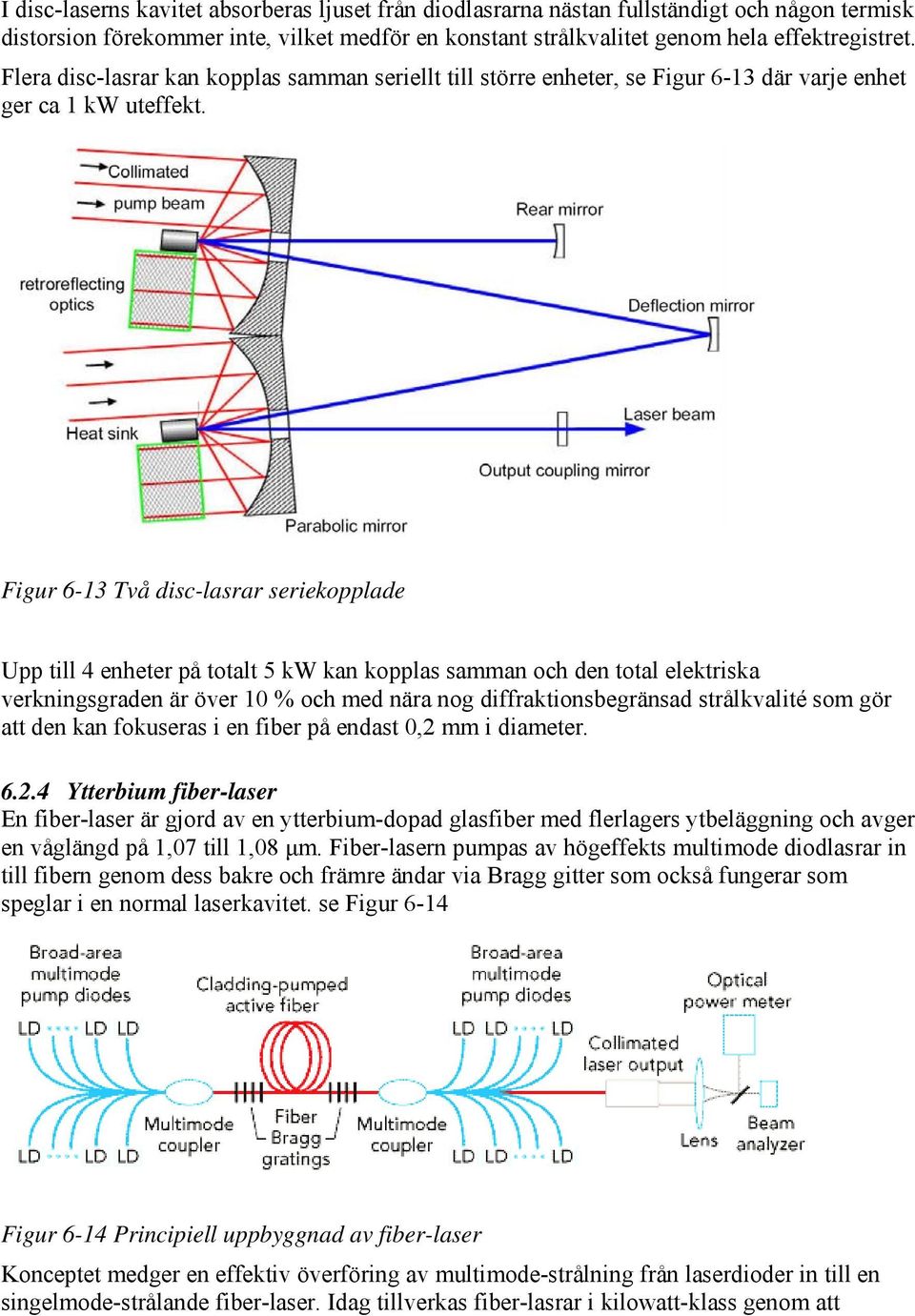 Figur 6-13 Två disc-lasrar seriekopplade Upp till 4 enheter på totalt 5 kw kan kopplas samman och den total elektriska verkningsgraden är över 10 % och med nära nog diffraktionsbegränsad strålkvalité