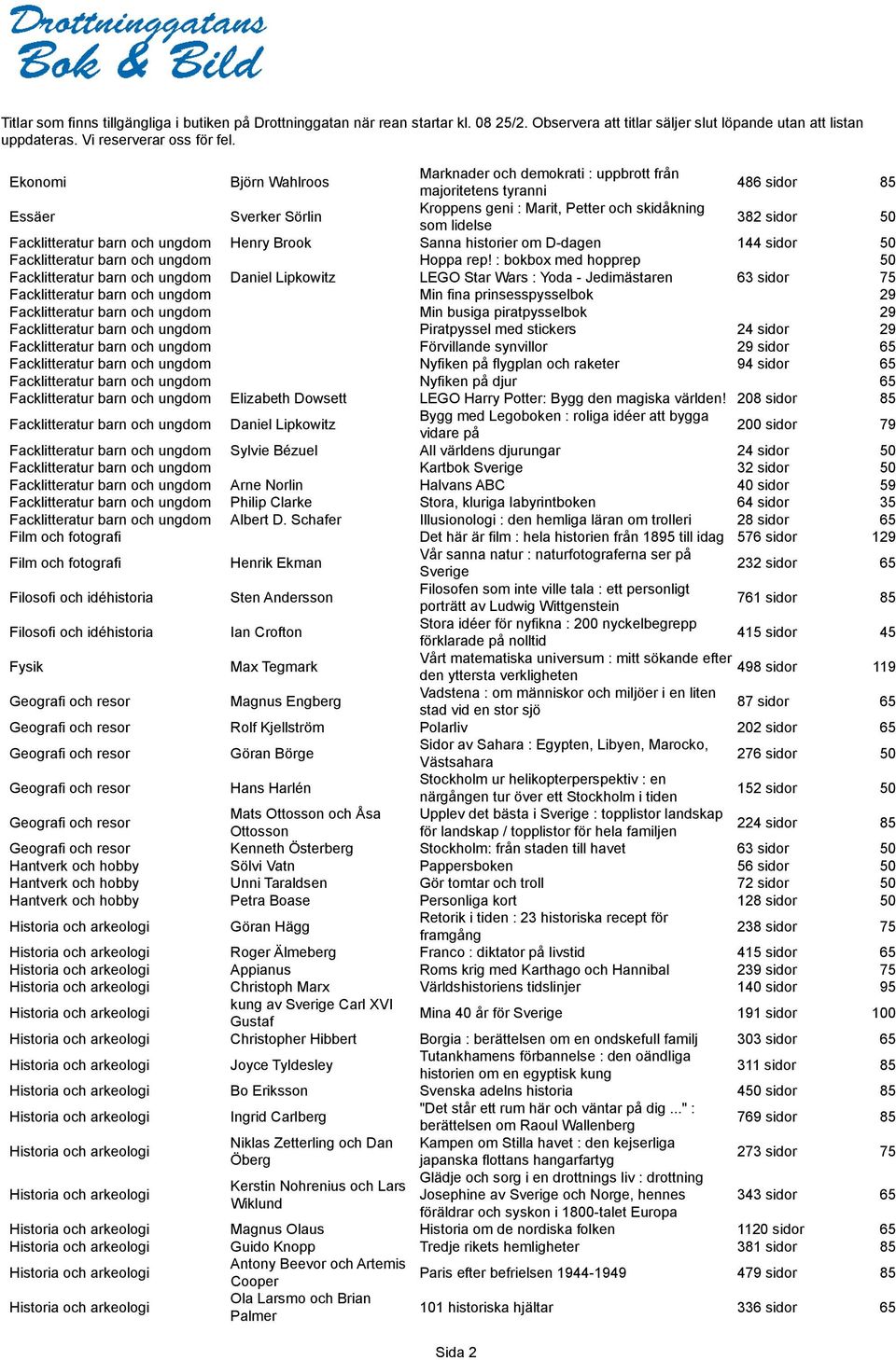 : bokbox med hopprep 50 Facklitteratur barn och ungdom Daniel Lipkowitz LEGO Star Wars : Yoda - Jedimästaren 63 sidor 75 Facklitteratur barn och ungdom Min fina prinsesspysselbok 29 Facklitteratur