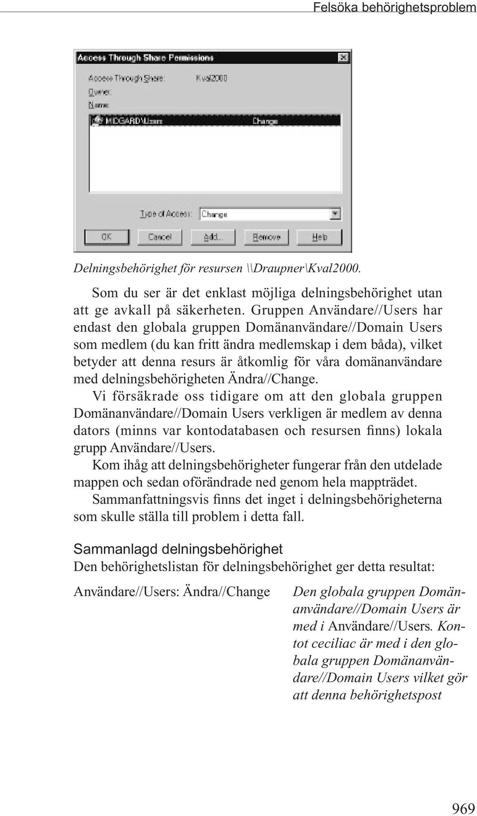 domänanvändare med delningsbehörigheten Ändra//Change.