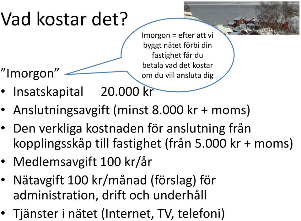 Imorgon Insatskapital 20.000 kr Anslutningsavgift (minst 8.