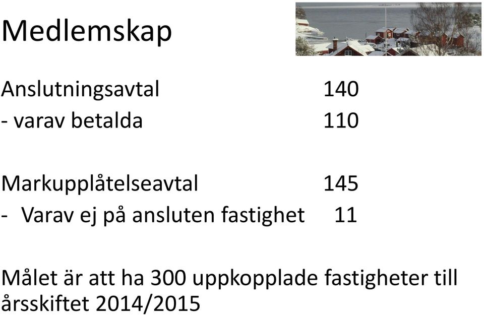 ej på ansluten fastighet 11 Målet är att ha