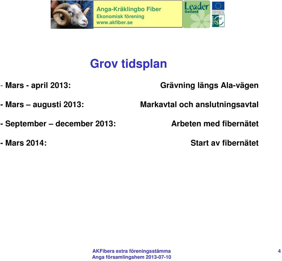 och anslutningsavtal - September december 2013: