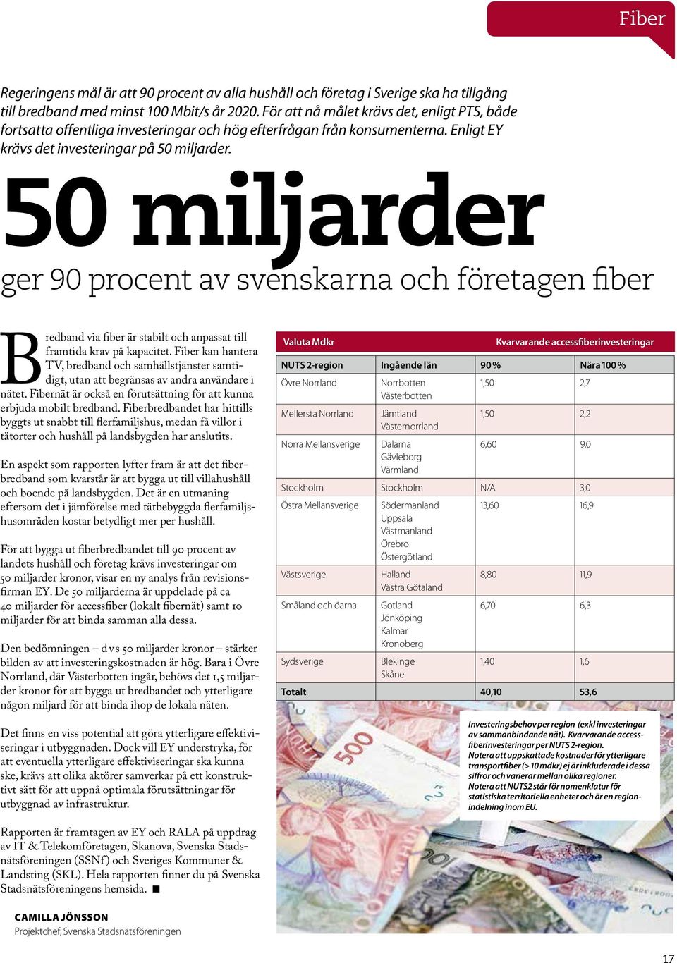 50 miljarder ger 90 procent av svenskarna och företagen fiber Bredband via fiber är stabilt och anpassat till framtida krav på kapacitet.