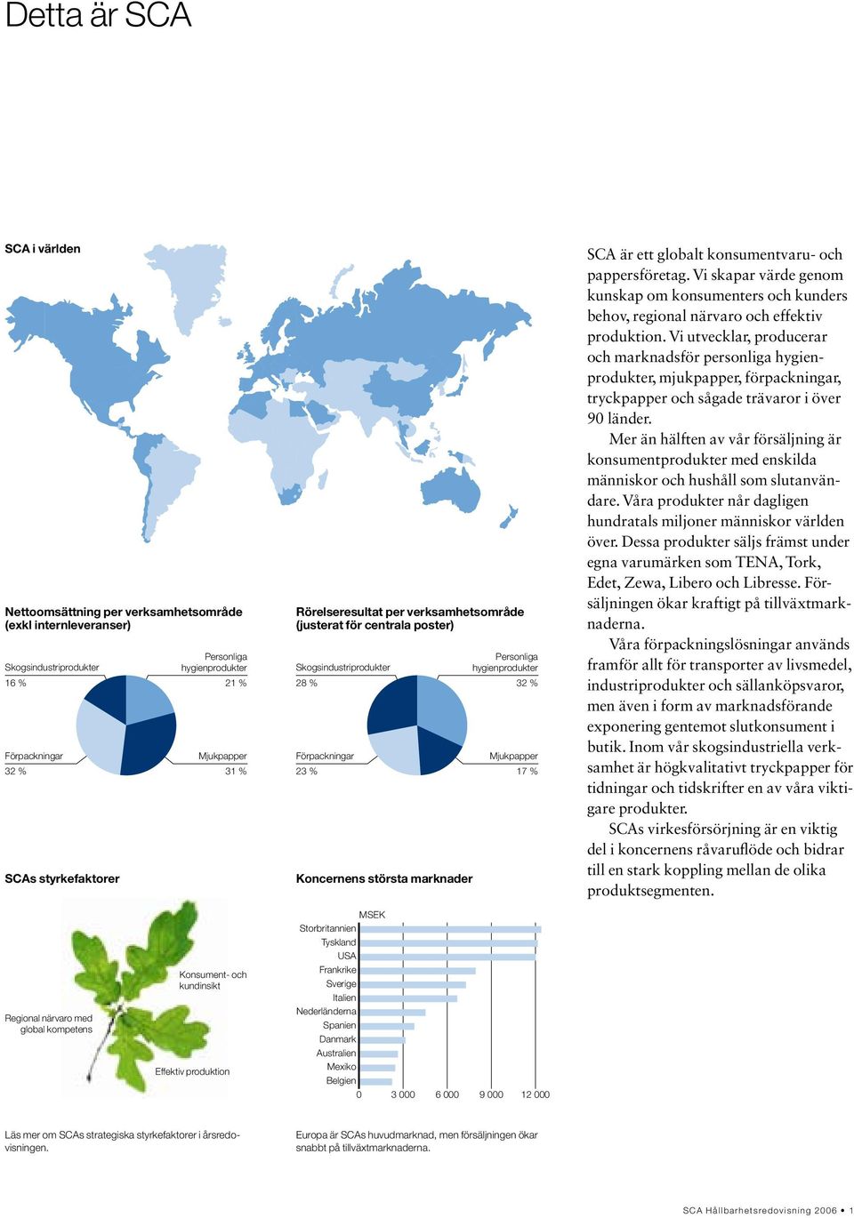 SCA är ett globalt konsumentvaru- och pappersföretag. Vi skapar värde genom kunskap om konsumenters och kunders behov, regional närvaro och effektiv produktion.