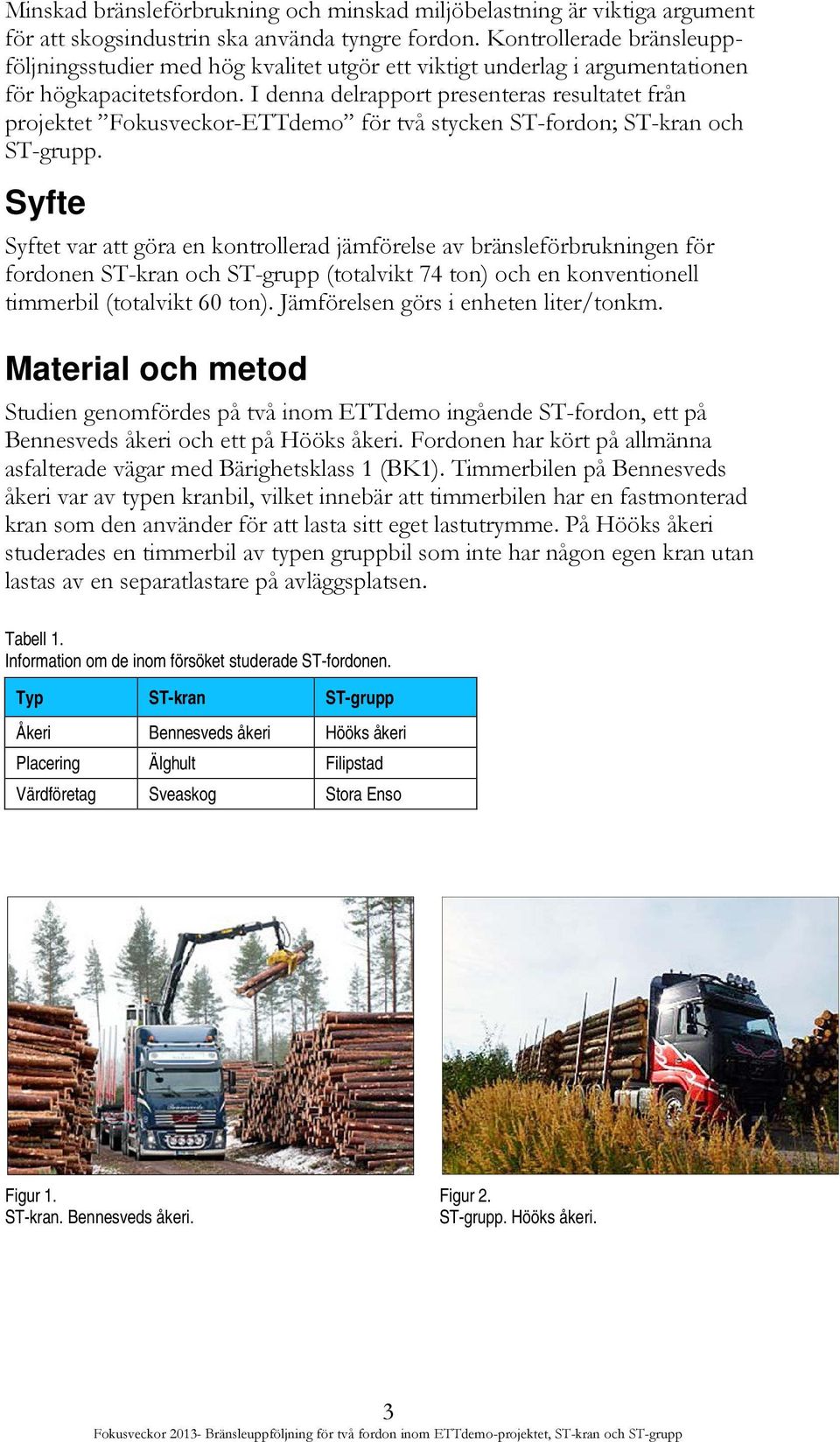 I denna delrapport presenteras resultatet från projektet Fokusveckor-ETTdemo för två stycken ST-fordon; ST-kran och ST-grupp.