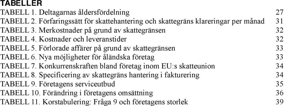 Nya möjligheter för åländska företag 33 TABELL 7. Konkurrenskraften bland företag inom EU:s skatteunion 34 TABELL 8.