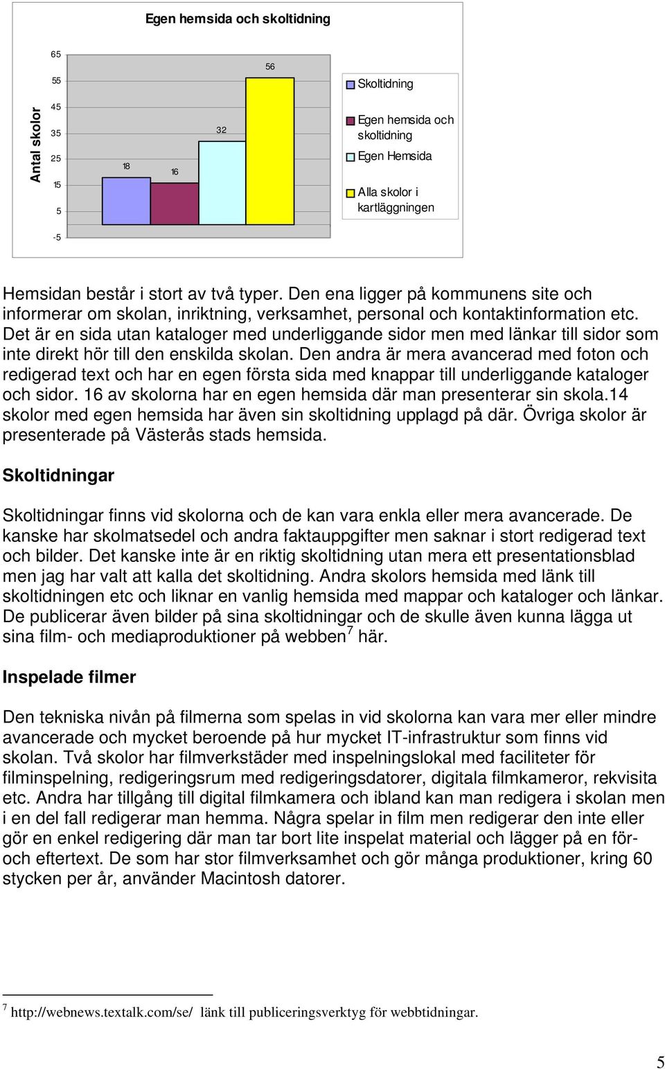 Det är en sida utan kataloger med underliggande sidor men med länkar till sidor som inte direkt hör till den enskilda skolan.