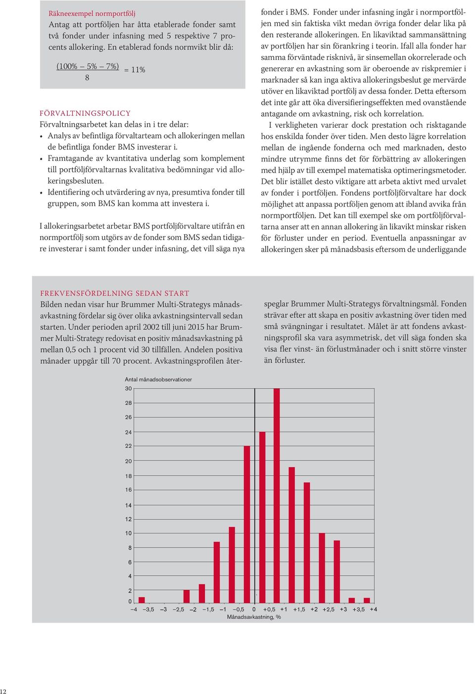fonder BMS investerar i. Framtagande av kvantitativa underlag som komplement till portföljförvaltarnas kvalitativa bedömningar vid allokeringsbesluten.