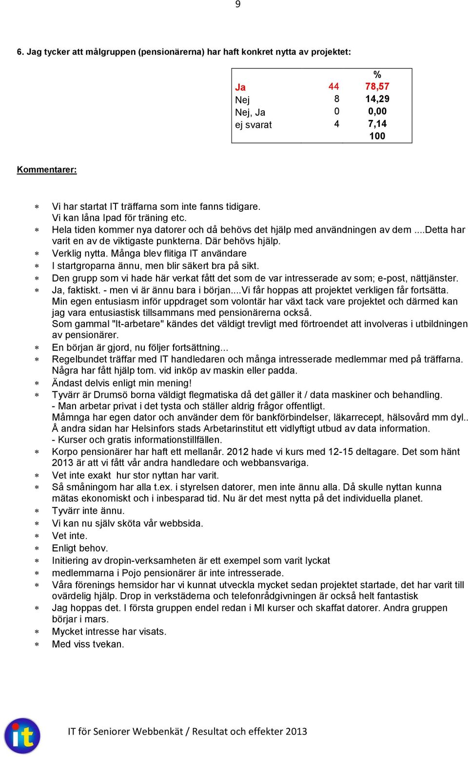 Verklig nytta. Många blev flitiga IT användare I startgroparna ännu, men blir säkert bra på sikt. Den grupp som vi hade här verkat fått det som de var intresserade av som; e-post, nättjänster.