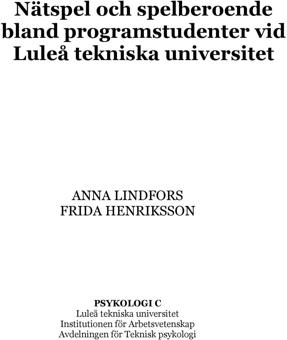 HENRIKSSON PSYKOLOGI C Luleå tekniska universitet