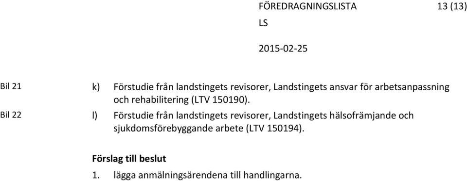 Bil 22 l) Förstudie från landstingets revisorer, Landstingets hälsofrämjande