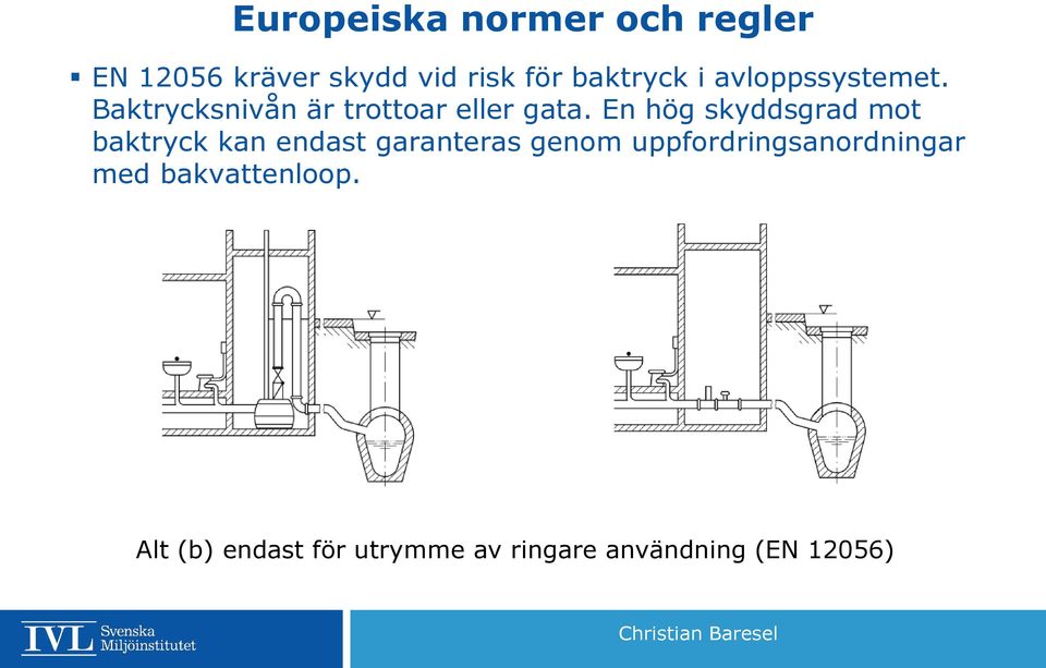 En hög skyddsgrad mot baktryck kan endast garanteras genom