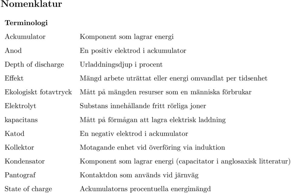 resurser som en människa förbrukar Substans innehållande fritt rörliga joner Mått på förmågan att lagra elektrisk laddning En negativ elektrod i ackumulator Motagande