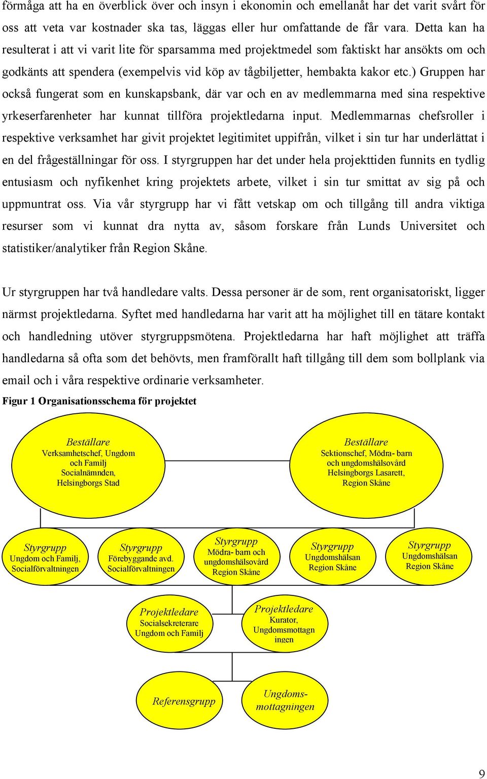 ) Gruppen har också fungerat som en kunskapsbank, där var och en av medlemmarna med sina respektive yrkeserfarenheter har kunnat tillföra projektledarna input.