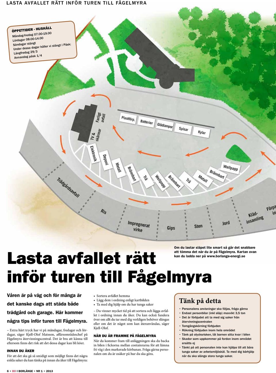 tömma det när du är på Fågelmyra. Kartan ovan kan du ladda ner på www.borlange-energi.se Våren är på väg och för många är det kanske dags att städa både trädgård och garage.