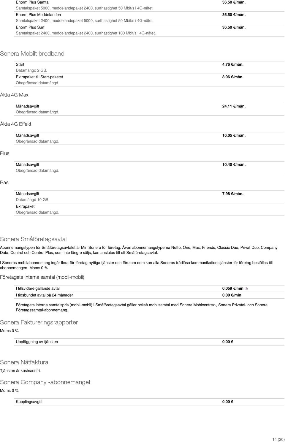 Extrapaket till Start-paketet Obegränsad datamängd. 4.76 /mån. 8.06 /mån. Äkta 4G Max Obegränsad datamängd. 24.11 /mån. Äkta 4G Effekt Obegränsad datamängd. 16.05 /mån. Plus Obegränsad datamängd. 10.