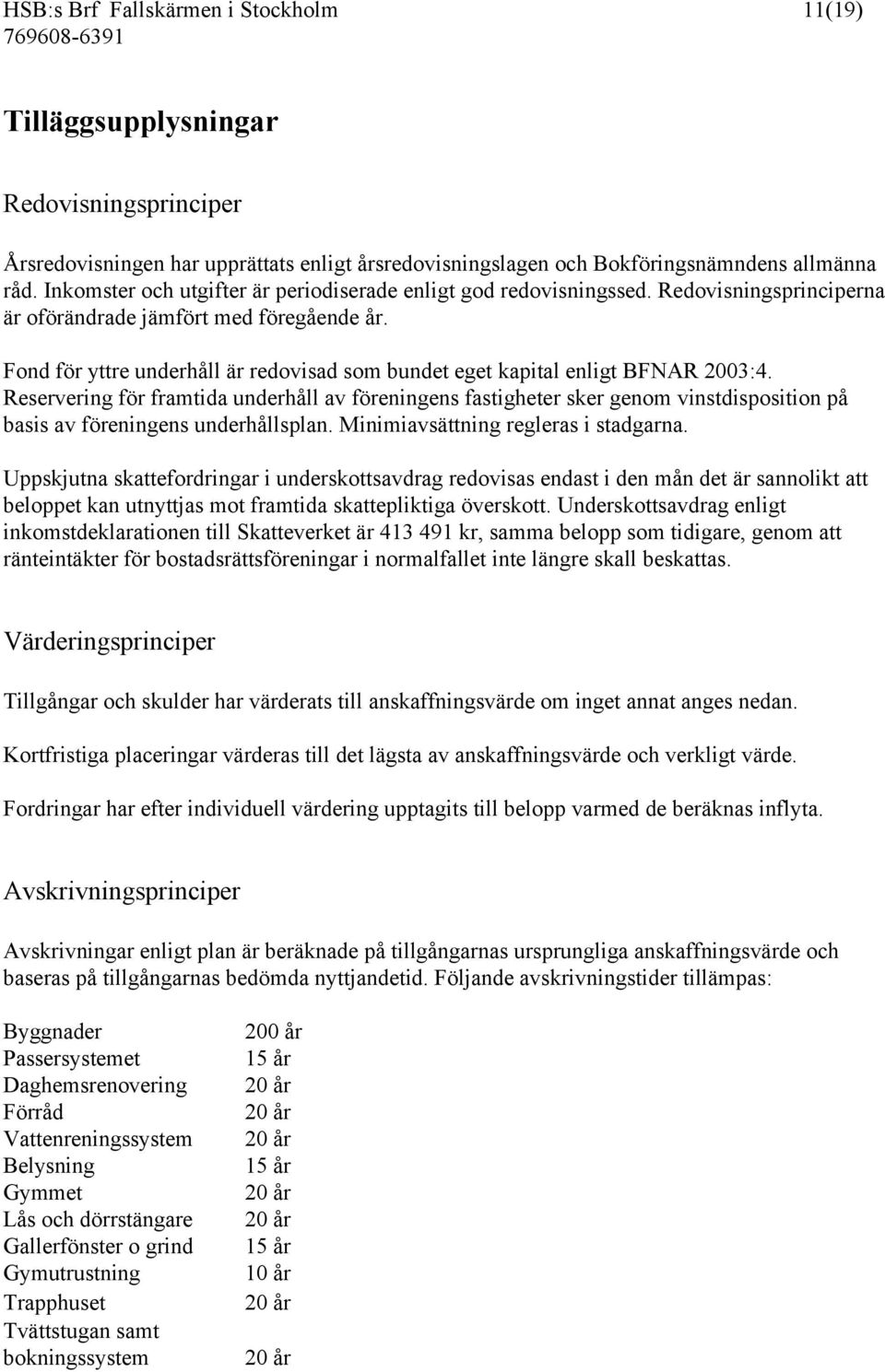 Fond för yttre underhåll är redovisad som bundet eget kapital enligt BFNAR 2003:4.