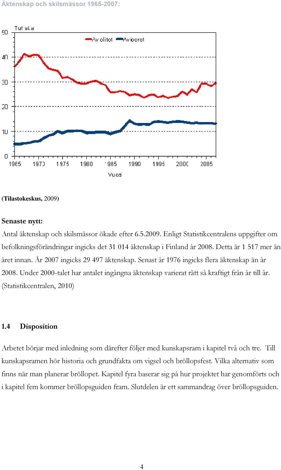 Under 2000-talet har antalet ingångna äktenskap varierat rätt så kraftigt från år till år. (Statistikcentralen, 2010) 1.