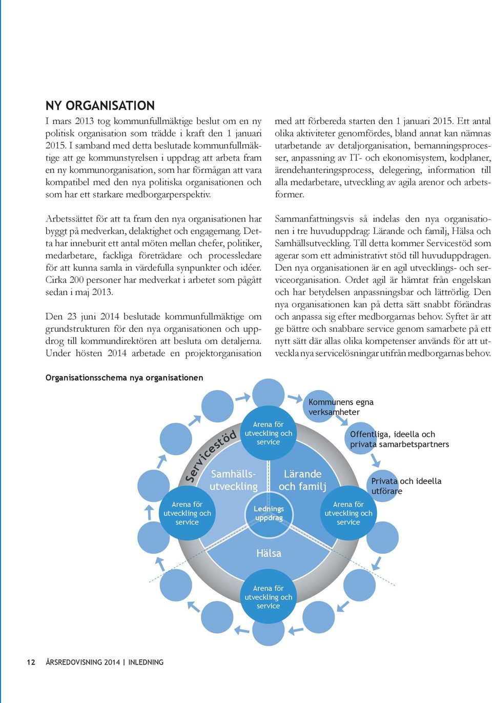och som har ett starkare medborgarperspektiv. Arbetssättet för att ta fram den nya organisationen har byggt på medverkan, delaktighet och engagemang.