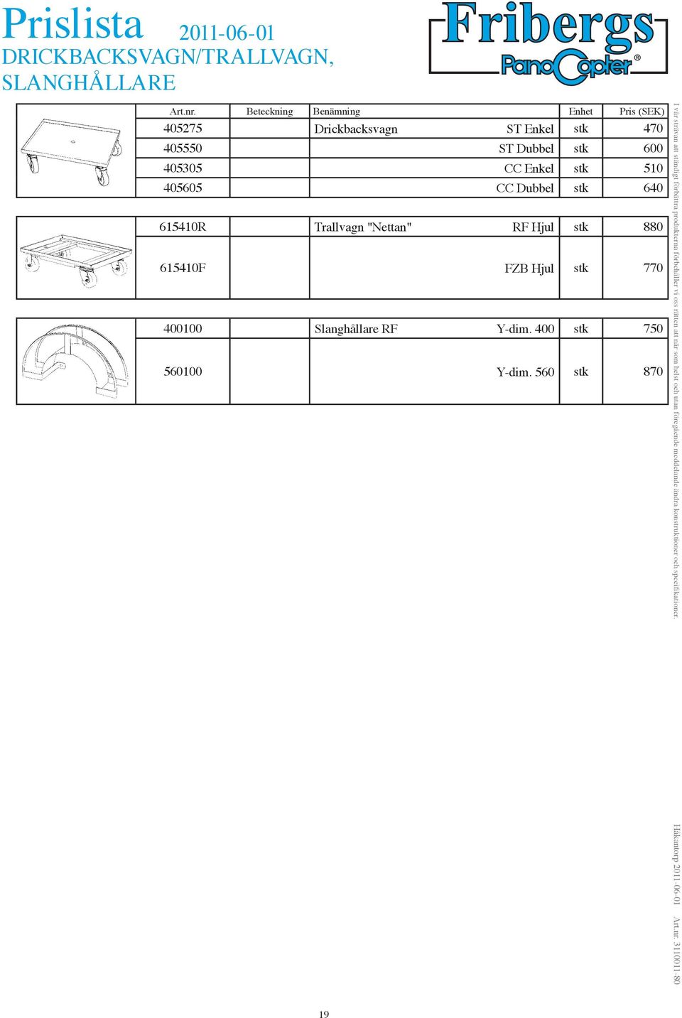 Dubbel stk 640 615410R Trallvagn "Nettan" RF Hjul stk 880 615410F FZB