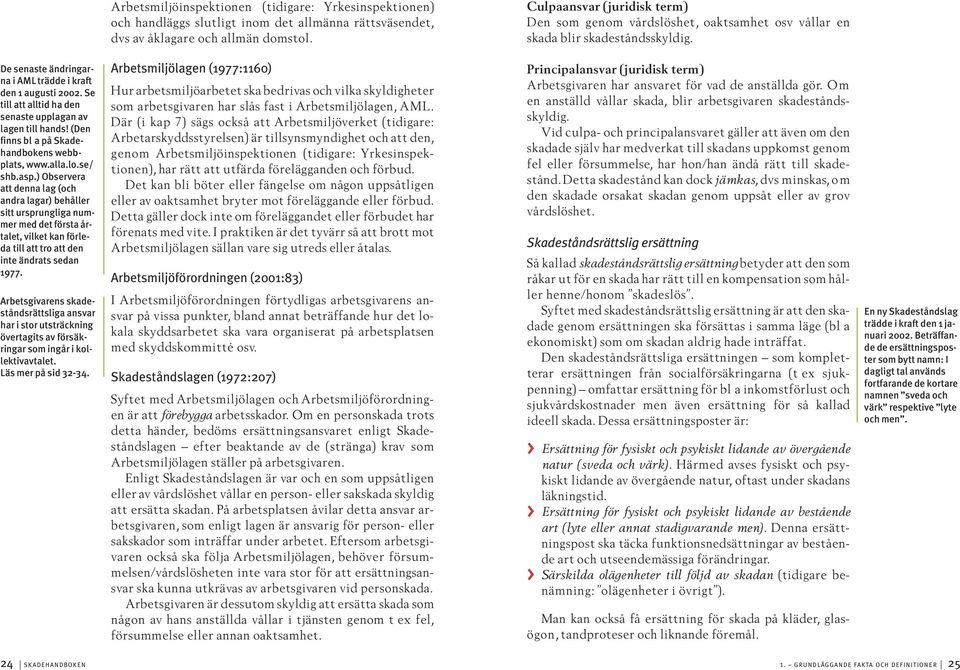 Se till att alltid ha den senaste upplagan av lagen till hands! (Den finns bl a på Skadehandbokens webbplats, www.alla.lo.se/ shb.asp.